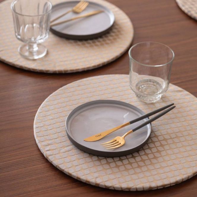 wsg0040 丸形ランチョンマット Calm Round Luncheon mat／カルム プレイスマットあり スノー