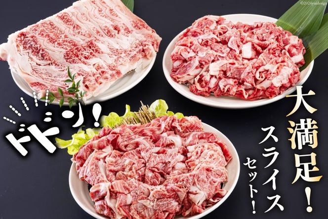 宮崎県産 黒毛和牛 スライス セット 切り落とし モモ リブロース 肩ロース カタ 500g×3 計1.5kg [サンアグリフーズ 宮崎県 美郷町 31ba0029] 小分け 冷凍 送料無料 切落し 国産 牛 経産牛 すき焼き 牛丼 炒め物 切落し 鍋 普段使い 薄切り うす切り 煮込み