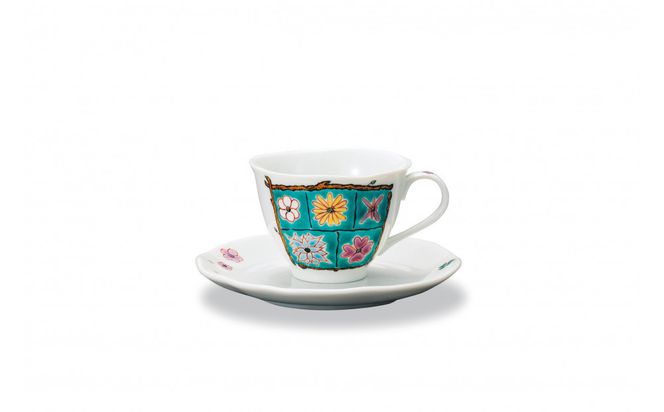 カップ&ソーサー フラワーBox グリーン 岩田玲子 民芸品 工芸品 ティーカップ コーヒー 紅茶 食器 キッチンアイテム キッチン雑貨 172111_CY3096