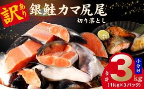 kgp0110-1 【訳あり】規格外 銀鮭 切り落とし 3kg【カマ 尻尾 小分け 1kg×3P 海鮮 魚介 鮭 さけ しゃけ 部位不揃い 圧倒的企業努力】