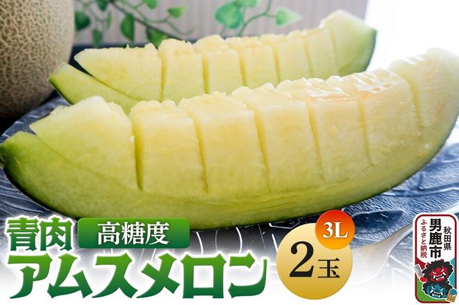 R8年度産 先行受付 メロン3L（1.3キロ前後）×2玉（アムス）秋田県 男鹿市|23_bla-030201