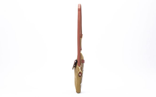 豊岡工房 牛革使い スマホが触れるショルダー（4185）ベージュ / ショルダーバッグ スマホをいれたまま操作可能 ナイロン素材 薄マチ 軽量 ポシェット 斜めがけ メンズ レディース かばん カバン バッグ 鞄 国産 日本製 小田清株式会社