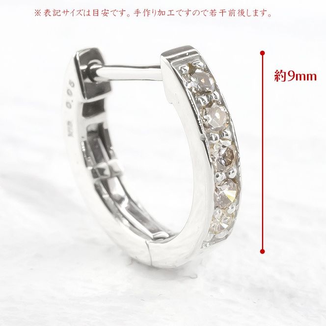 プラチナ ピアス レディース フープ 片耳用 ダイヤモンド 0.05ct フープピアス ライトブラウンダイヤモンド pt950 シンプル220107tp101pu SWAA372