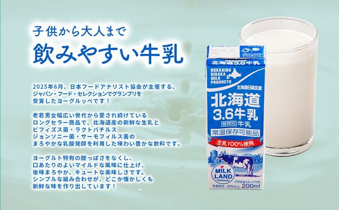 北海道日高乳業 北海道3.6牛乳 200ml×24 BRTR001