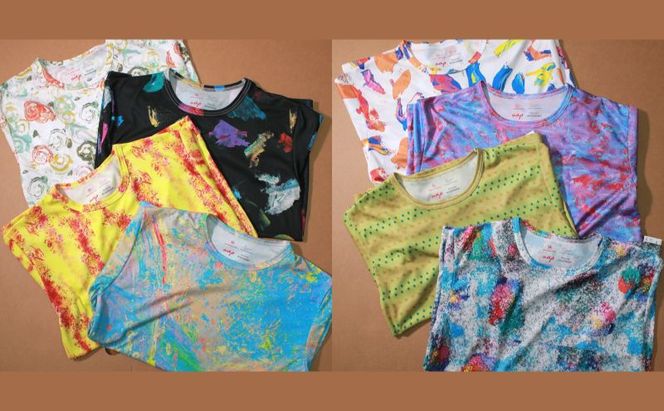 Tシャツ 感覚刺激Tシャツ 02SIRO 洋服 ファッション 総柄Tシャツ プレゼント 手書き 絵画 アート作品 通気性 柔軟性 日本製 福祉施設 ワークショップ 東京都 墨田区