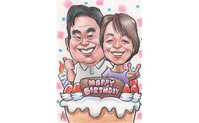 似顔絵　2名（背景体つき） 絵画 インテリア 