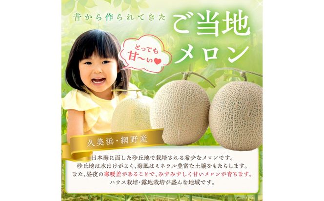 【先行予約】みんな大好き甘～ぃ！京丹後砂丘めろん！ 2玉（2026年7月下旬～発送）　YK00530