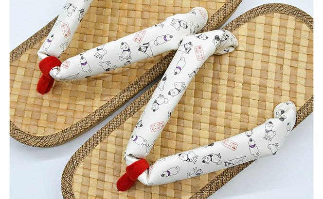 信貴×雪丸 ゆきまる雪駄 屋内屋外兼用 BrW（前坪：赤） 履物 和 和テイスト お祭り お祭り衣装 小物 屋内外兼用 室内で履ける 太めの鼻緒 伝統的履物 手作業 日本の伝統 柄入り鼻緒 