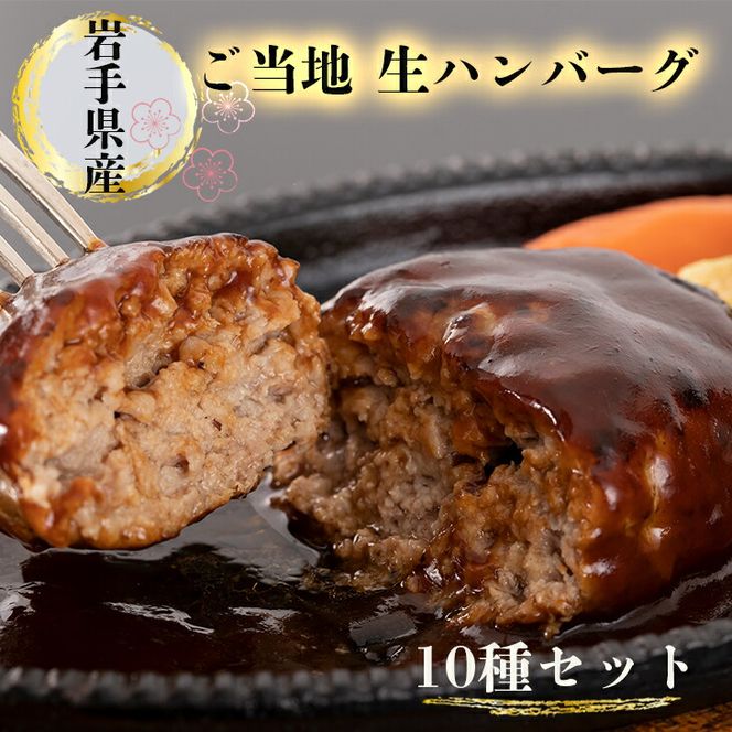 岩手県産ご当地生ハンバーグ10種セット 【1837】