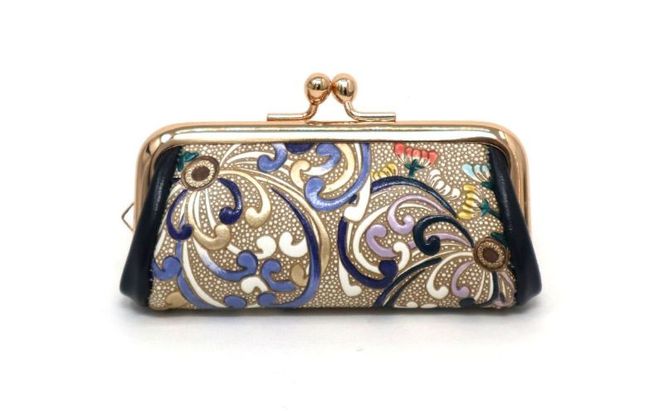 【文庫屋大関】印鑑ケース　乱菊＜青紫＞【皮革工芸品】 ファッション小物 民芸品 