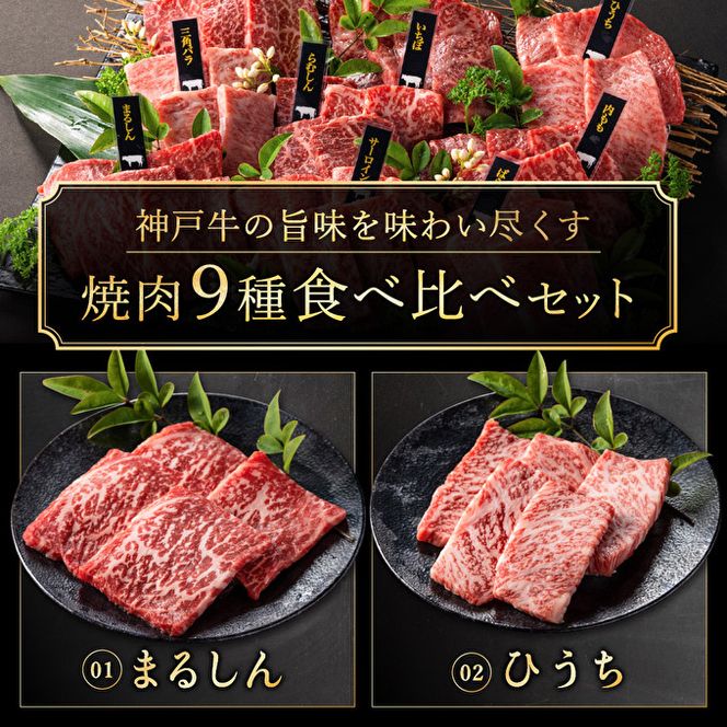 神戸牛 焼肉 食べ比べ 9種 計1440g(各80g×2パック×9種) ゆず山椒付き