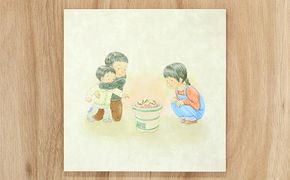 センテンヤアートパネル　『えものがたり』−餅やき− 絵画 和紙 印刷 木製パネル シンプル 洋風 和風 