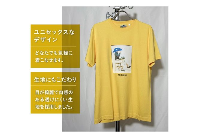 【 選べるカラー / サイズ 】 Tシャツ 半袖 YELLOW  / WHITE 【サイズ M / L】 綿100％ 「 OvO Fuji san Tee 」 ユニセックス ファッション 黄色 イエロー 白 ホワイト 富士山 日用品 山梨 富士吉田
