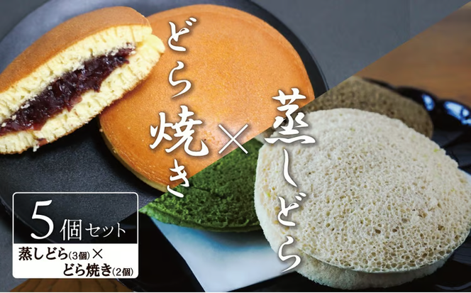 【人気どら焼き2種 5個入】和三盆 蒸しどら（プレーン）× 3 どら焼き(てらどら）×2 餡 ふわふわ しっとり食感 あいちの匠 ものづくりマイスター 優秀和菓子職 愛知県優秀技能者表彰受賞 H181-014