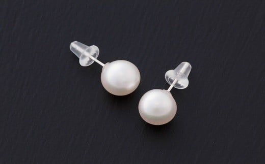 8.0mmアコヤ真珠直付けピアス(K14WG) H-285