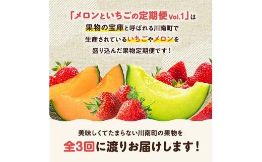 ※期間限定※【3ヶ月定期便】メロンといちごの定期便Vol.1【 川南町産 くだもの メロン いちご イチゴ  】☆[C11710t3]