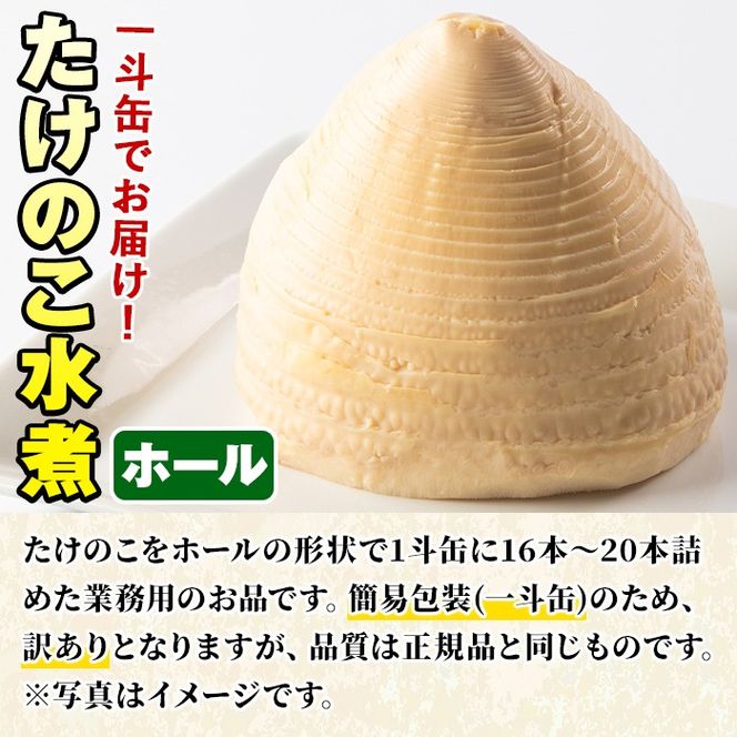 ＜訳あり・業務用＞数量限定！1斗缶たけのこ水煮ホール2L(16本～20本) 国産 九州産 鹿児島県産 筍 竹の子 水煮 簡易包装 酢豚 筑前煮 若竹煮 天ぷら チンジャオロース たけのこご飯 きんぴら【上野食品】a-50-3