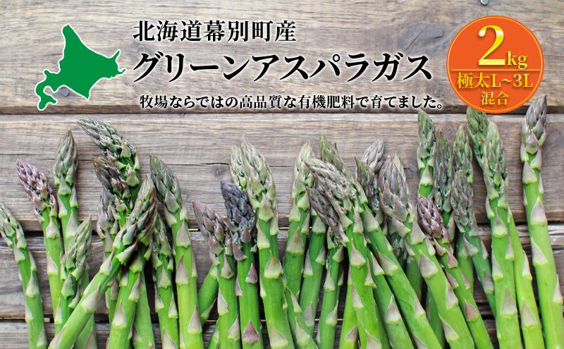 十勝幕別町産 グリーンアスパラ2kg 極太L〜3L混合[山田敏明牧場][2027年5月出荷開始] 北海道 野菜 アスパラガス