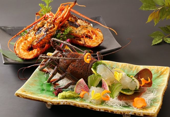 169-3-009　特大伊勢海老２尾使用！『常陸乃国いせ海老』プレミアム会席付　１泊２食ペア宿泊券【 茨城県 日立市 】