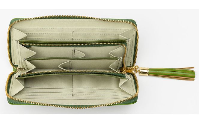 豊岡工房 イタリア製牛革 馬九行久 コインが分けられる長財布（4269）グリーン / 長財布 イタリアンレザー ４つに仕切られた小銭入れ メンズ レディース 財布 さいふ サイフ 国産 日本製 小田清株式会社