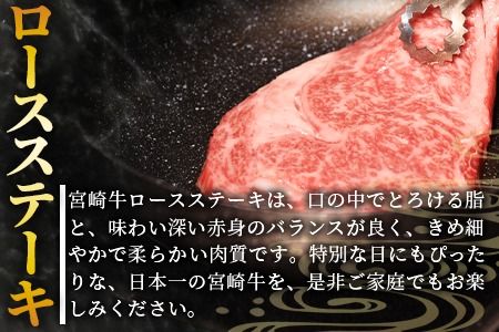 【お歳暮】生産者応援 期間限定 数量限定 ＜宮崎牛ロースステーキ 750g＞2024年12月12日から12月17日までにお届け【 国産 黒毛和牛 牛肉 牛 精肉 ロース ロース肉 ステーキ 4等級以上 ブランド牛 赤身 贈答品 ギフト 贈り物 化粧箱 グルメ ミヤチク 宮崎県 国富町 】【b0740_my_ose】