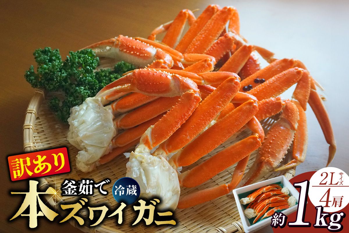 [訳あり 釜茹で 本ズワイガニ 2L 4肩 約1kg 冷蔵]ずわいがに カニ かに 蟹 チルド 蟹 カニ足 かに足 脚 肩 しゃぶしゃぶ かにすき かに鍋 ボイル ズワイガニ ずわい蟹 ズワイ蟹 カニ脚 蟹脚 ずわい ズワイ 海鮮 魚介類 ご褒美 ごちそう 兵庫県 香美町 香住 日本海フーズ 07-119