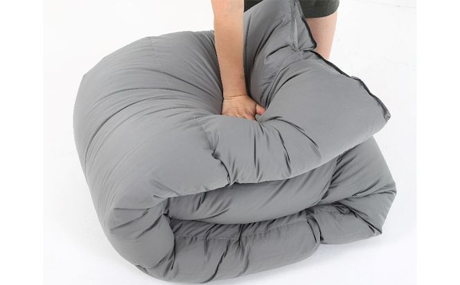 羽毛布団シングル掛け布団日本製ダウン90％1.2kg立体スクエアキルト8か所ループ付きグレー 寝具 軽量 抗菌 消臭 立体キルト 