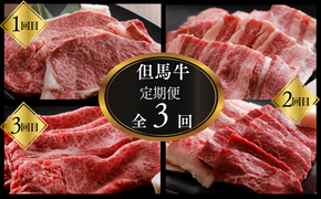 【但馬牛肉定期便（ステーキ・焼肉・スライス）計3回】※月に1回お届け。配送日の指定はできません。日本の黒毛和牛のルーツは香美町にあり 但馬牛は神戸牛、仙台牛、飛騨牛のルーツ牛です 大人気 牛肉 焼肉 すき焼き しゃぶしゃぶ ブランド 和牛 但馬 神戸 香美町 村岡 但馬牛専門店 牛将村岡ファームガーデン 02-22