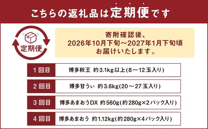 福岡のリッチなフルーツ 4回 定期便 【2026年10月下旬～2027年1月下旬発送予定】 フルーツ 果実 果物 秋王 甘うぃ あまおう 柿 キウイ いちご
