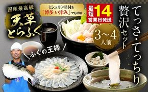 【ミシュラン星付きのプロが愛用】【数量限定】ふぐの王様！とらふぐ 国産最高級！天草とらふぐてっさ・てっちり贅沢セット（3～4人前）