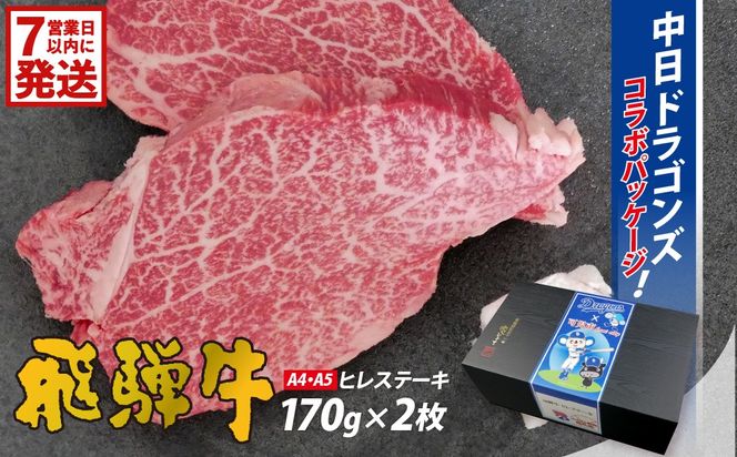 飛騨牛ヒレステーキ　340g(170g×2枚)【中日ドラゴンズコラボ】 【0016-112-1w】