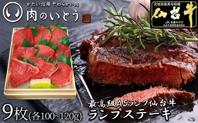 肉のいとう 最高級A5ランク仙台牛ランプステーキ 9枚【特産品 宮城県産  仙台牛 国産牛 サーロイン  ステーキ 霜降り  厳選 ごちそう 記念日 ギフト お歳暮 お中元 定番 安心安全 品質保証 リピート ランキング】 041009_AP023