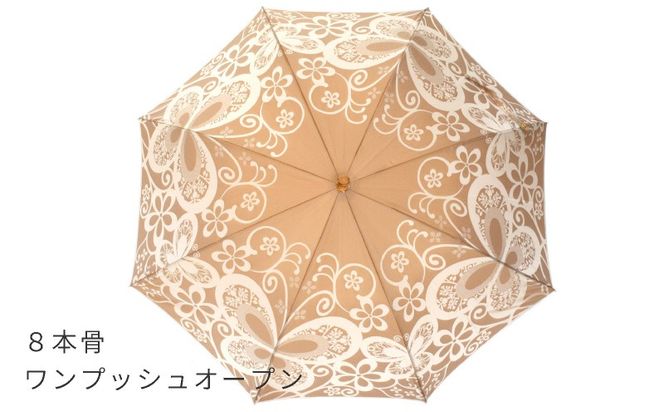 CB090　【槙田商店】晴雨兼用長傘　kirie　蝶々　ハニーマスタード｜送料無料 槙田商店 傘 雨傘 おしゃれ レディース 贈答 プレゼント ギフト 母の日 誕生日 日本製 女性 長傘 晴雨兼用 ブランド 高品質 婦人用 日傘 UV加工
