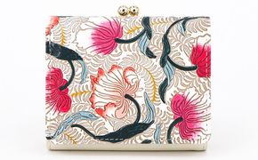 【文庫屋大関】三つ折りミニ財布　ノースガーデン（コーラル）【皮革工芸品】 ファッション 小物 民芸品 お札 カード 小銭 手のひらサイズ コンパクト 牛革 手作り 国産 