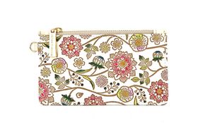 【文庫屋大関】すっきりカードケース　ダリア＜ベリーピンク＞【皮革工芸品】 ファッション小物 雑貨 フラグメントケース 小銭入れ付き 収納 スマート 日本製 花柄 