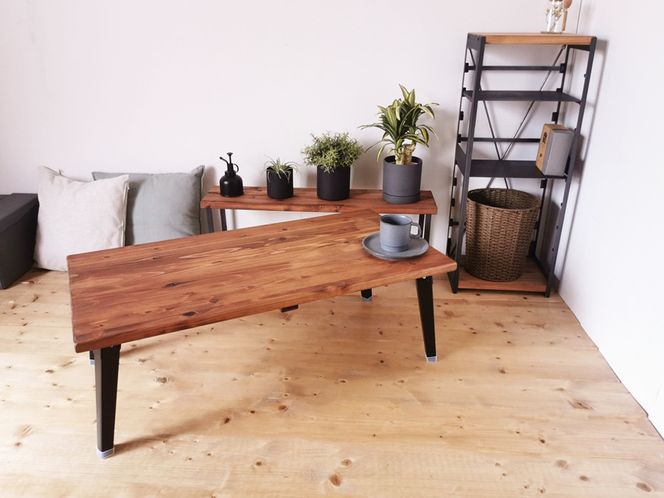 無垢材 折りたたみ ローテーブル 圧着タイプ 900×450｜新星金属製作所 大阪府 守口市 テーブル 折りたたみ ローテーブル リビング 子供 子供部屋 おしゃれ 家族 [2479]