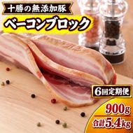 6ヵ月定期便 十勝の無添加豚 ベーコンブロック 900g ［うらがみミート］ 無塩せき 保存料・結着剤不使用【 ベーコン 詰め合わせ 肉 豚 国産 惣菜 おつまみ 料理 加工品 北海道 十勝 幕別 】