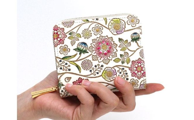 【文庫屋大関】二つ折りファスナーミニ財布 ダリア＜ベリーピンク＞【皮革工芸品】財布 二つ折り 小物 お札 カード 小銭 コンパクト 牛革 手作り 日本製 墨田区 東京都