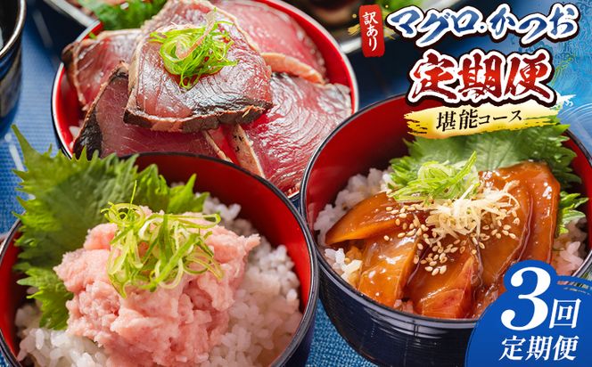 海鮮 定期便 【３回定期便】マグロ かつお堪能定期便 - 訳あり マグロ 鮪 カツオ 鰹 漬けマグロ たたき ネギトロ 配送回数 定期便 小分け 海鮮 魚介 冷凍食品 加工品 海鮮丼 刺身 株式会社大熊 高知県 香南市 冷凍 Wda-0055
