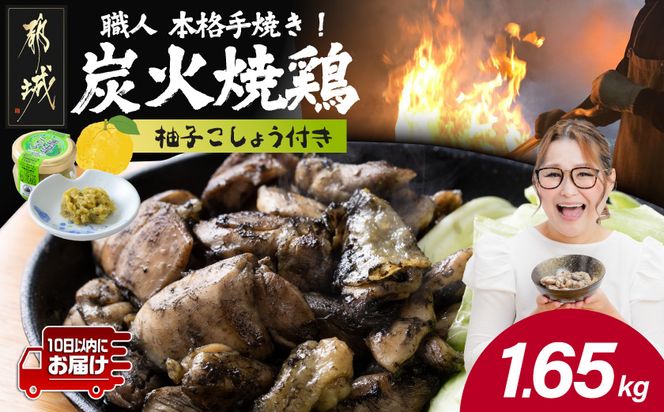 本格手焼き!炭火焼鶏1.65kg(500g×3P、150g×1Ｐ)ゆずこしょう付≪みやこんじょ特急便≫_14-003-1650g-Q-CF