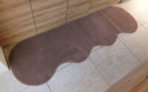 diw0308 北欧風キッチンマット ラグマットタイプ 65×240cm ピーナッツ型 ココア 抗菌防臭 SEK 織人しきもの屋工房