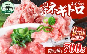 ～四国一小さなまち～ ≪カネアリ水産≫ まぐろのネギトロ 700g（70g×10パック）×6ヶ月定期便 ねぎとろ 鮪 マグロ キハダマグロ まぐろたたき 粗挽き 小分け パック 海鮮 魚介 便利