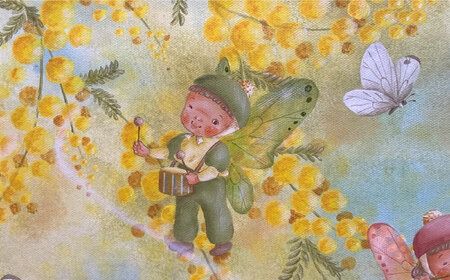 絵画「幸せの音楽会」 糸島市 / 工房はーべすと アート インテリア[AYA053] 絵画 絵 額縁 インテリア 内装 パステル イラスト アート