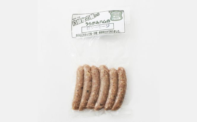 十勝の無添加豚 白ソーセージ 20本前後(110g×4) 計440g［うらがみミート］ 無塩せき 保存料・結着剤不使用【 ソーセージ ウィンナー 肉 豚 国産 惣菜 おつまみ 料理 燻製 加工品 北海道 十勝 幕別 】 