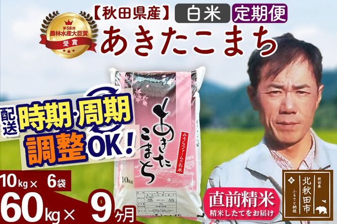 ※令和7年産※《定期便9ヶ月》秋田県産 あきたこまち 60kg【白米】(10kg袋) 2025年産 お届け周期調整可能 隔月に調整OK お米 みそらファーム [みそらファーム 秋田 お米 あきたこまち 米どころ 東北 北秋田市 秋田県産 冷めてもおいしい おにぎり おむすび お弁当 白米]|msrf-11309