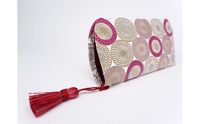 【文庫屋大関】メガネケース　笠菊＜桃花＞【皮革工芸品】 ファッション小物 民芸品 