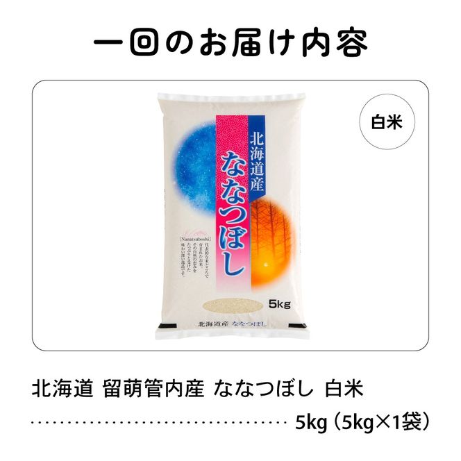 お米 3ヵ月定期便 北海道 留萌管内産 ななつぼし 白米 5kg R004-036