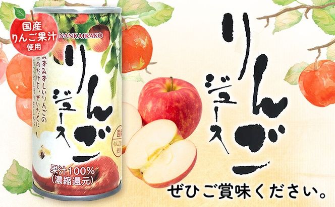 りんごジュース 果汁100% ジュース 30缶 190g/1缶 南海果工株式会社《3月中旬～出荷予定(土日祝除く)》和歌山県 日高川町 ジュース 林檎 リンゴ りんご 送料無料---wshg_nkka10_bc32_23_17000_30---