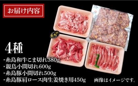 【全12回定期便】牛肉 豚肉 鶏肉 日常使いの精肉セット 1,930g 4～5人前 4種《糸島》【糸島ミートデリ工房】 [ACA199] 糸島 和牛 牛肉 豚肉 鶏肉 BBQ 糸島 焼肉 国産