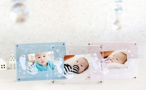 【 小豆島 】赤ちゃんの手形・足形　生まれきた感動を一生の宝物に アクリル フォトフレーム 【星にねがいを カラー(クリアー、サックス、ピンク)】 赤ちゃん 思い出 メモリアルスタンド 星 香川 香川県 土庄 土庄町